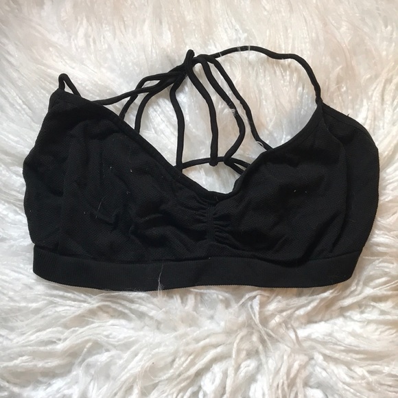 black bralette w/ open crossy back - Picture 1 of 2